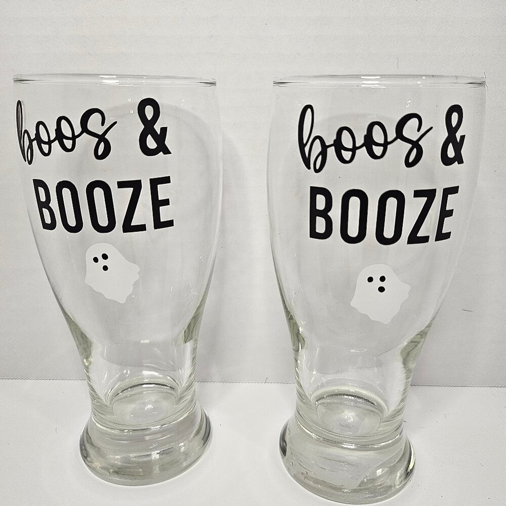 Boos and Booze Glasses Halloween Pilsner Set of 2 Halloween Pilsners